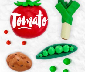 Funny plasticine vegetables vector set 01