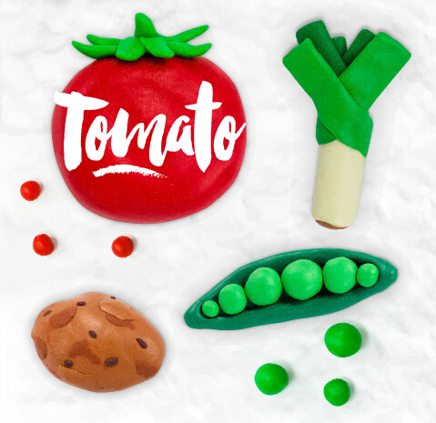 Funny plasticine vegetables vector set 01