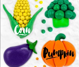 Funny plasticine vegetables vector set 02