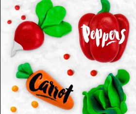 Funny plasticine vegetables vector set 03