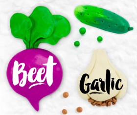 Funny plasticine vegetables vector set 04