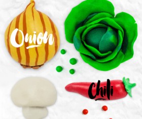 Funny plasticine vegetables vector set 05