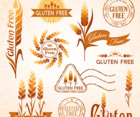 Gluten free logos with labels vector 01