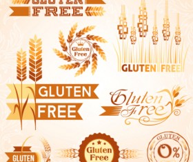 Gluten free logos with labels vector 02