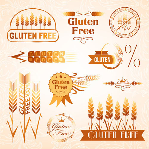 Gluten free logos with labels vector 03