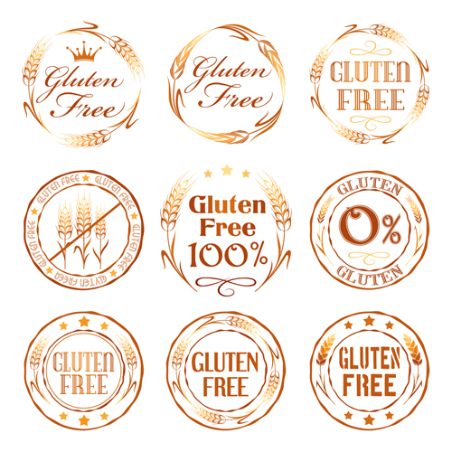 Gluten free logos with labels vector 05