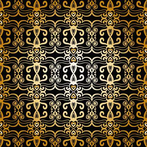 Gold ornaments pattern vector seamless 01