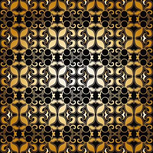 Gold ornaments pattern vector seamless 02