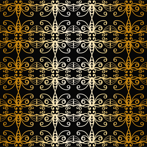 Gold ornaments pattern vector seamless 04