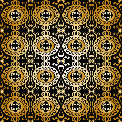 Gold ornaments pattern vector seamless 05