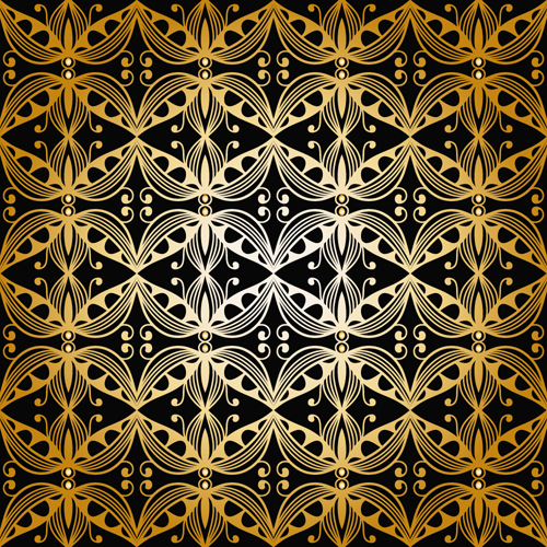 Gold ornaments pattern vector seamless 06
