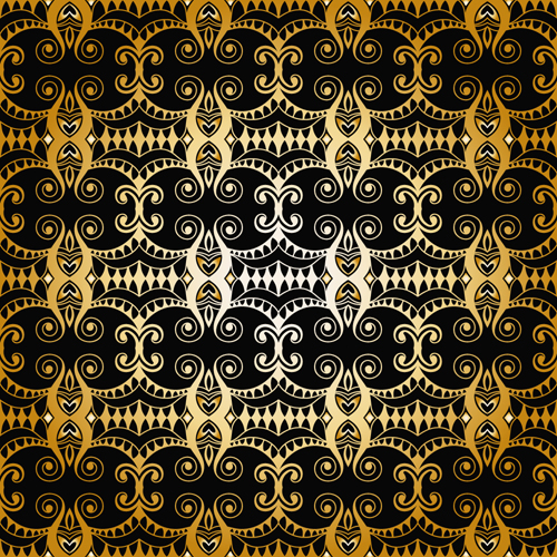 Gold ornaments pattern vector seamless 07