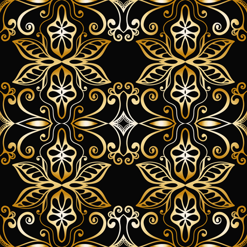 Gold ornaments pattern vector seamless 08