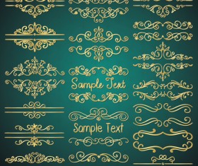 Golden calligraphic decor with frame and border vector 03