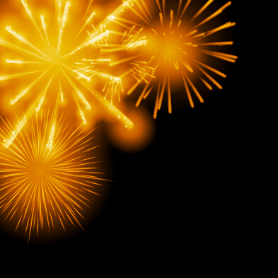 Golden fireworks effect vector background 01