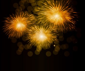 Golden fireworks effect vector background 02
