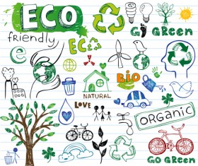 Hand drawing eco elements vector illustration