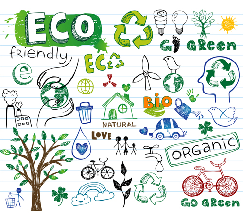 Hand drawing eco elements vector illustration
