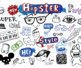Hand drawing hipster elements vector illustration 01