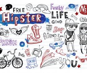 Hand drawing hipster elements vector illustration 02