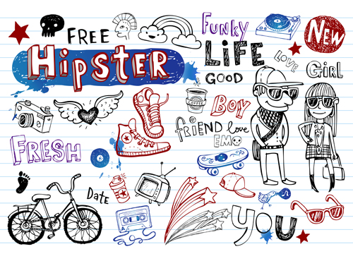 Hand drawing hipster elements vector illustration 02