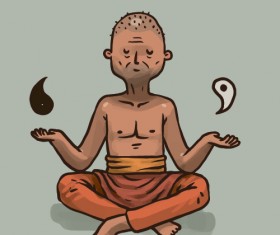 Hand drawn buddhist monk vector material 01
