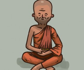 Hand drawn buddhist monk vector material 02
