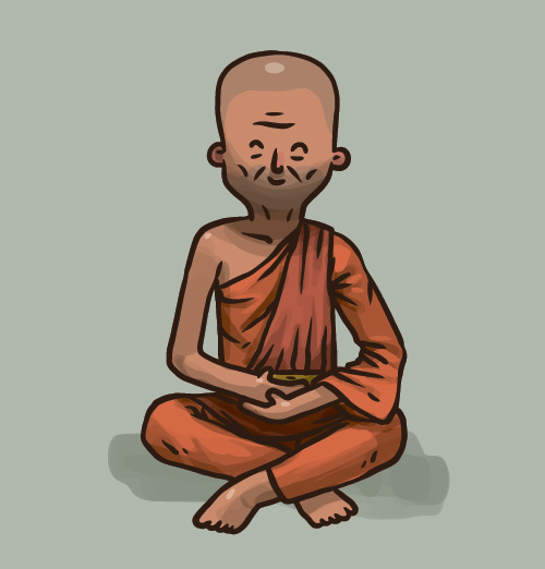 Hand drawn buddhist monk vector material 02