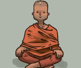 Hand drawn buddhist monk vector material 03