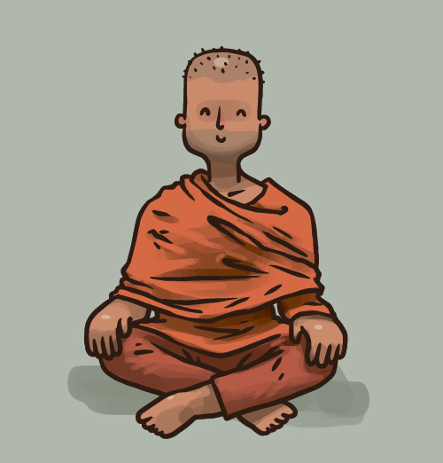 Hand drawn buddhist monk vector material 03