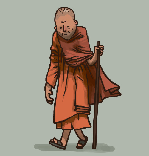 Hand drawn buddhist monk vector material 04