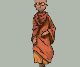 Hand drawn buddhist monk vector material 05