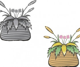 Hand drawn flowers in pot vector material 01