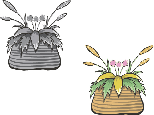 Hand drawn flowers in pot vector material 01