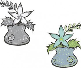 Hand drawn flowers in pot vector material 02