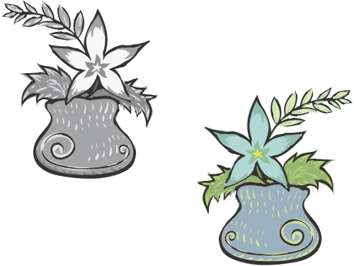 Hand drawn flowers in pot vector material 02