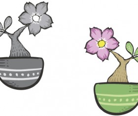 Hand drawn flowers in pot vector material 04