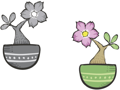 Hand drawn flowers in pot vector material 04