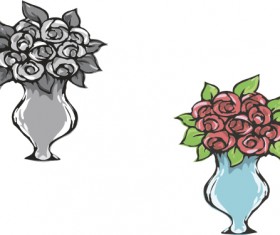 Hand drawn flowers in pot vector material 05