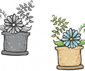 Hand drawn flowers in pot vector material 06