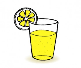 Hand drawn lemonade with glass cup vector