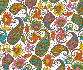 Indian paisley seamless pattern vector material 01
