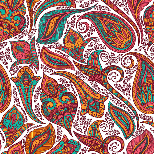 Indian paisley seamless pattern vector material 02