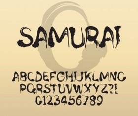 Ink alphabet with numbers hand drawn vector 01