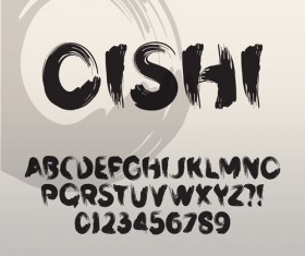 Ink alphabet with numbers hand drawn vector 02