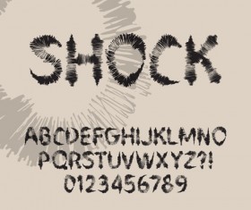 Ink alphabet with numbers hand drawn vector 03