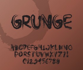 Ink alphabet with numbers hand drawn vector 04