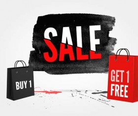Ink marks with sale elements background vector 02