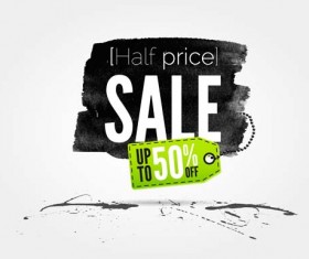 Ink marks with sale elements background vector 03