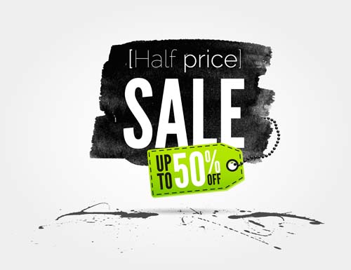 Ink marks with sale elements background vector 03